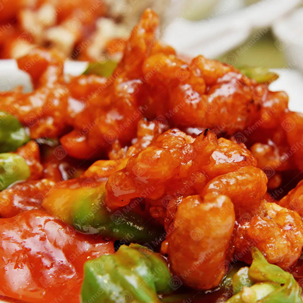 Crispy sweet and sour pork with vegetables at Min Yang, a Chinese Restaurant in Brockport