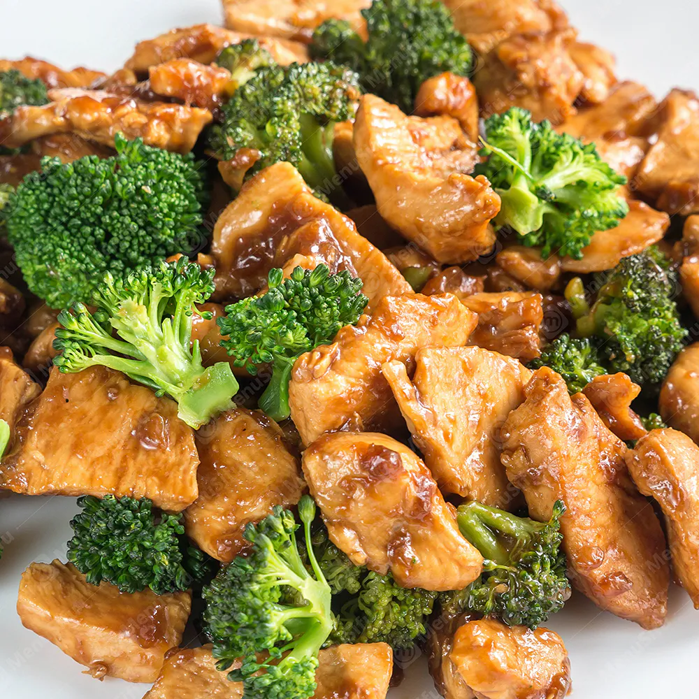 Chicken and broccoli stir-fry in brown sauce at Min Yang, a Chinese Restaurant in Brockport